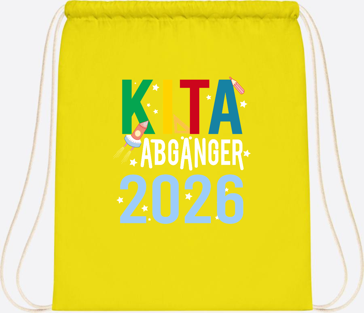 Turnbeutel Kita Abgänger 2026 – Personalisiert mit Name - Yellow