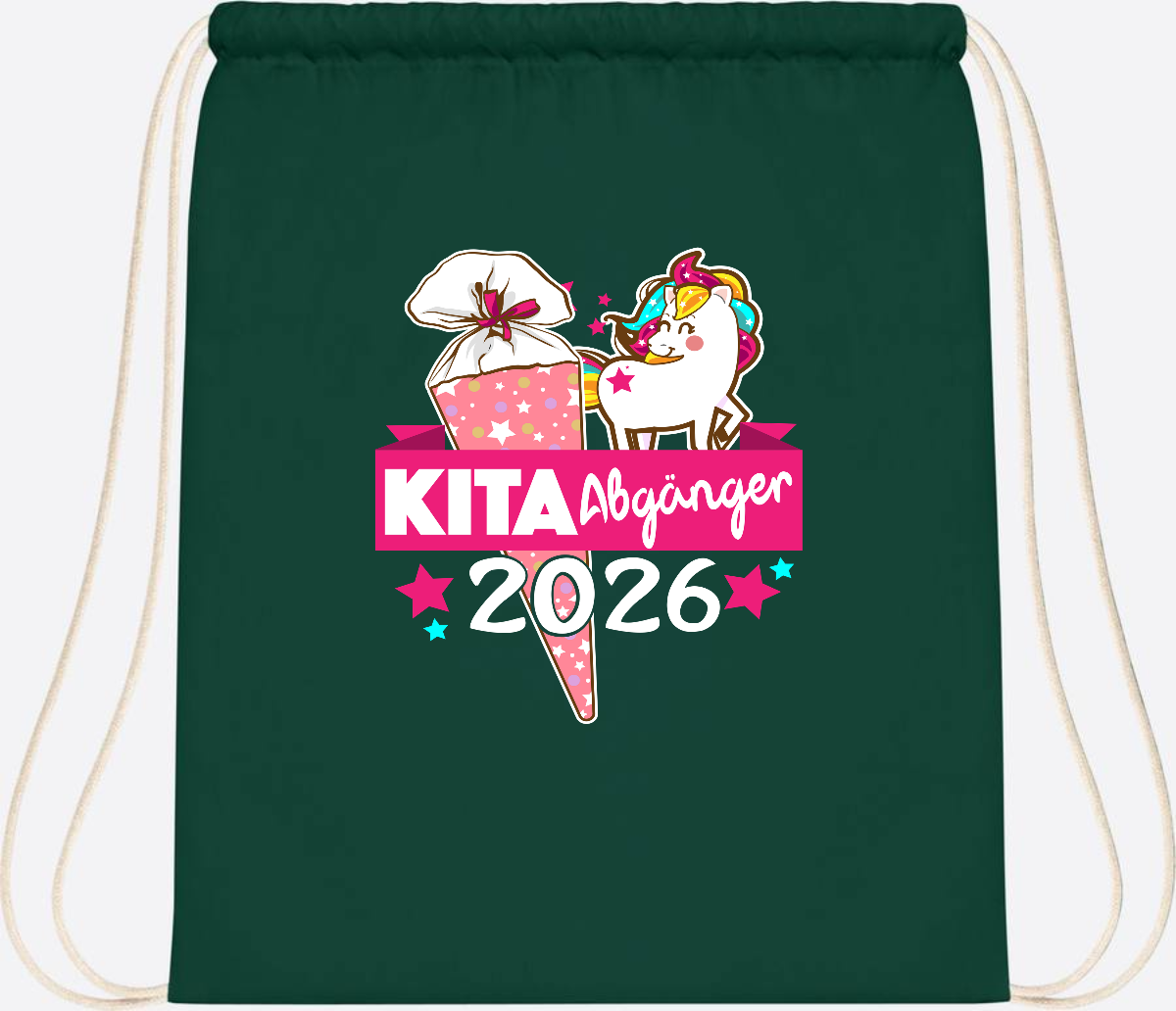 Turnbeutel Kita Abgänger 2026 – Personalisiert mit Name - Bottle Green