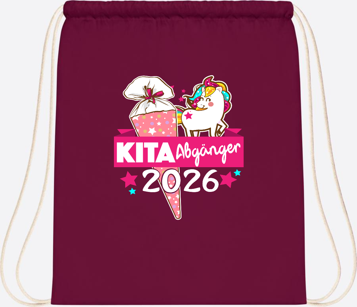 Turnbeutel Kita Abgänger 2026 – Personalisiert mit Name - Burgundy