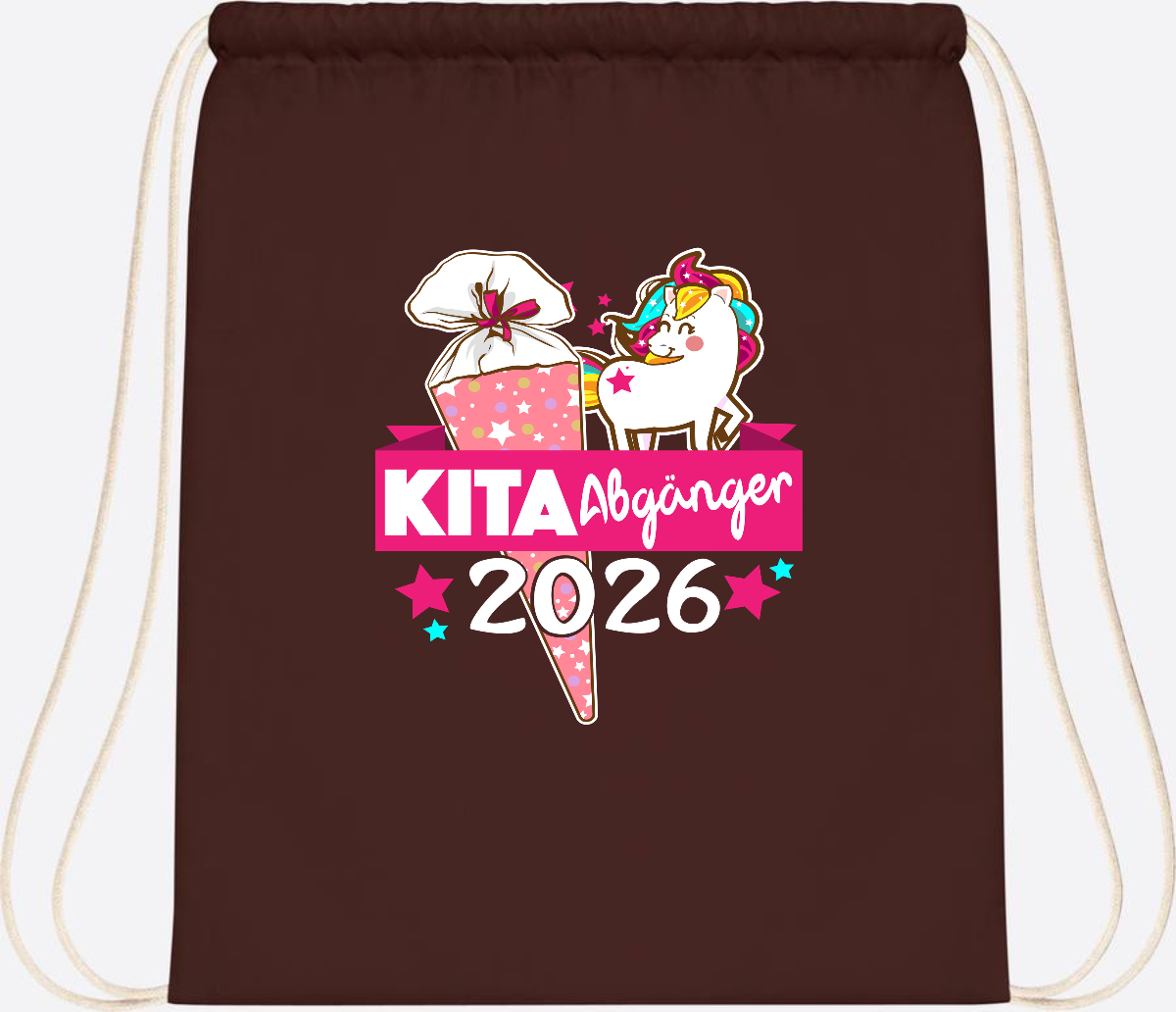 Turnbeutel Kita Abgänger 2026 – Personalisiert mit Name - Chocolate