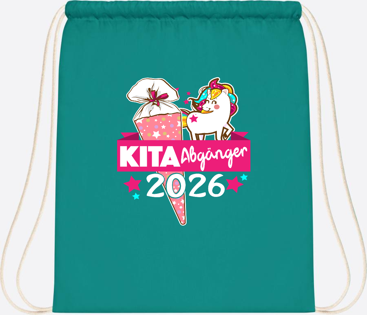 Turnbeutel Kita Abgänger 2026 – Personalisiert mit Name - Emerald