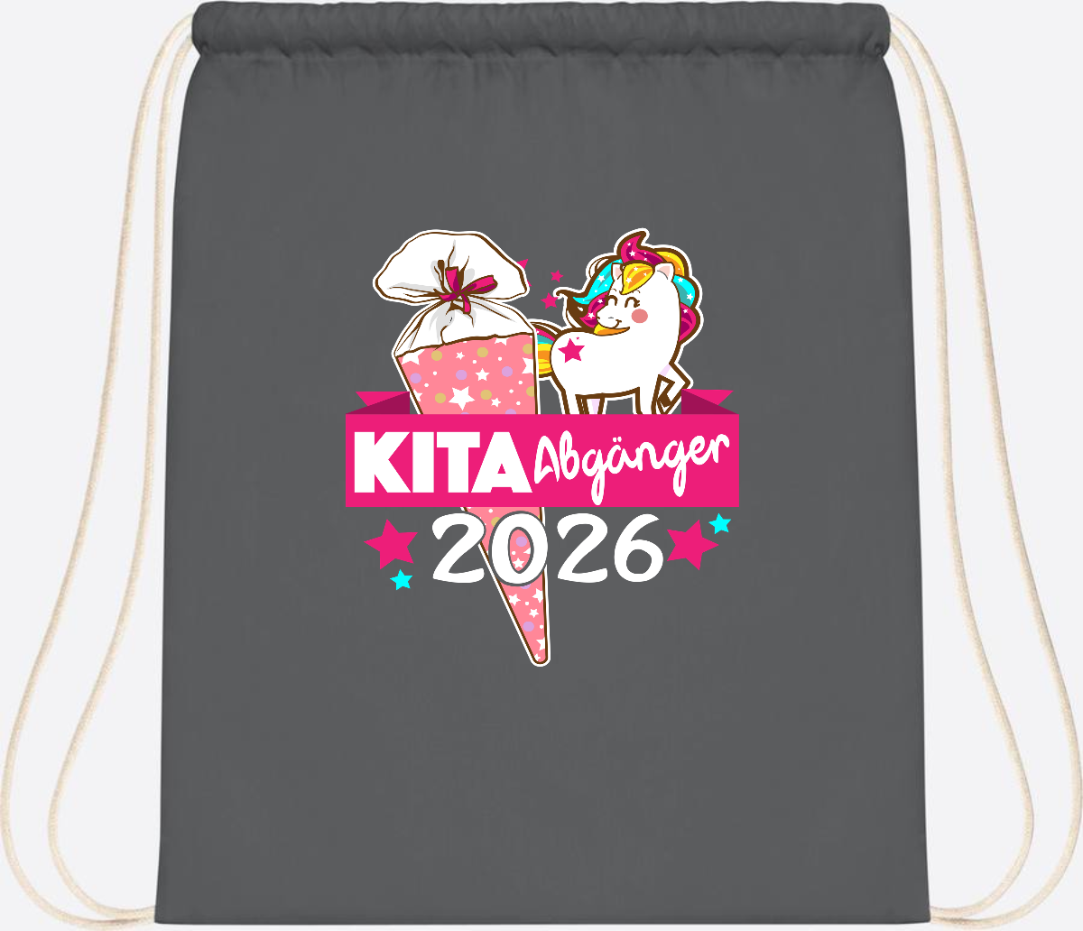 Turnbeutel Kita Abgänger 2026 – Personalisiert mit Name - Graphite Grey