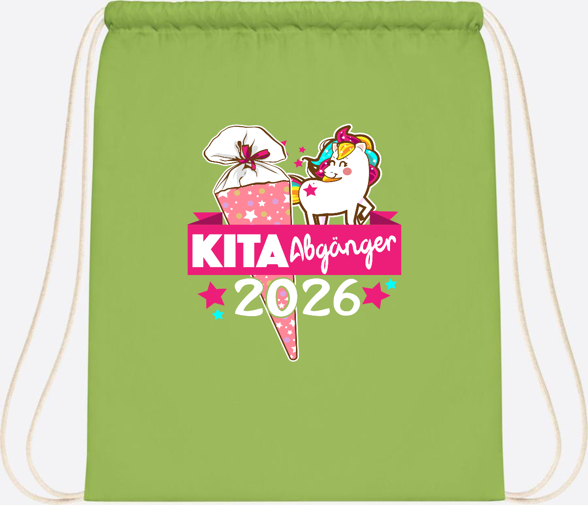 Turnbeutel Kita Abgänger 2026 – Personalisiert mit Name - Lime Green