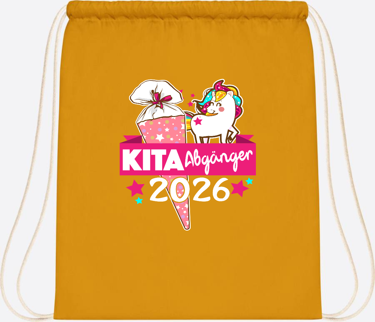 Turnbeutel Kita Abgänger 2026 – Personalisiert mit Name - Mustard