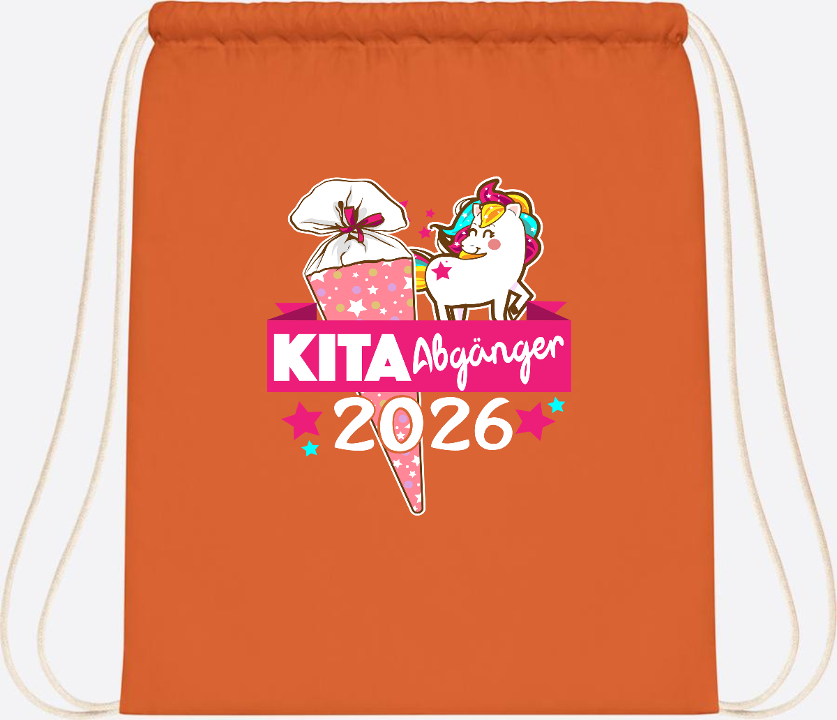 Turnbeutel Kita Abgänger 2026 – Personalisiert mit Name - Orange
