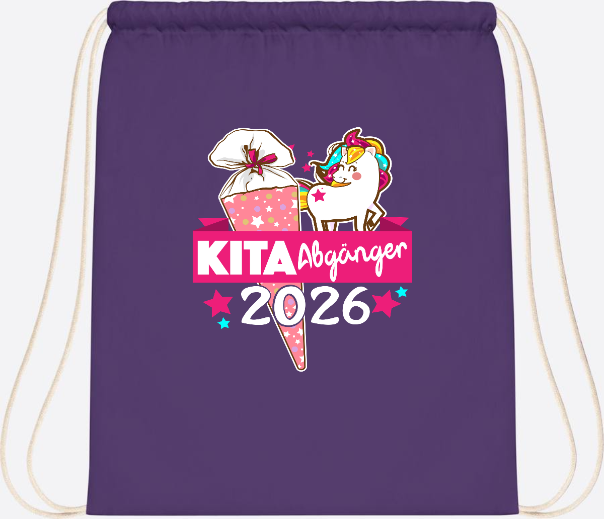 Turnbeutel Kita Abgänger 2026 – Personalisiert mit Name - Purple