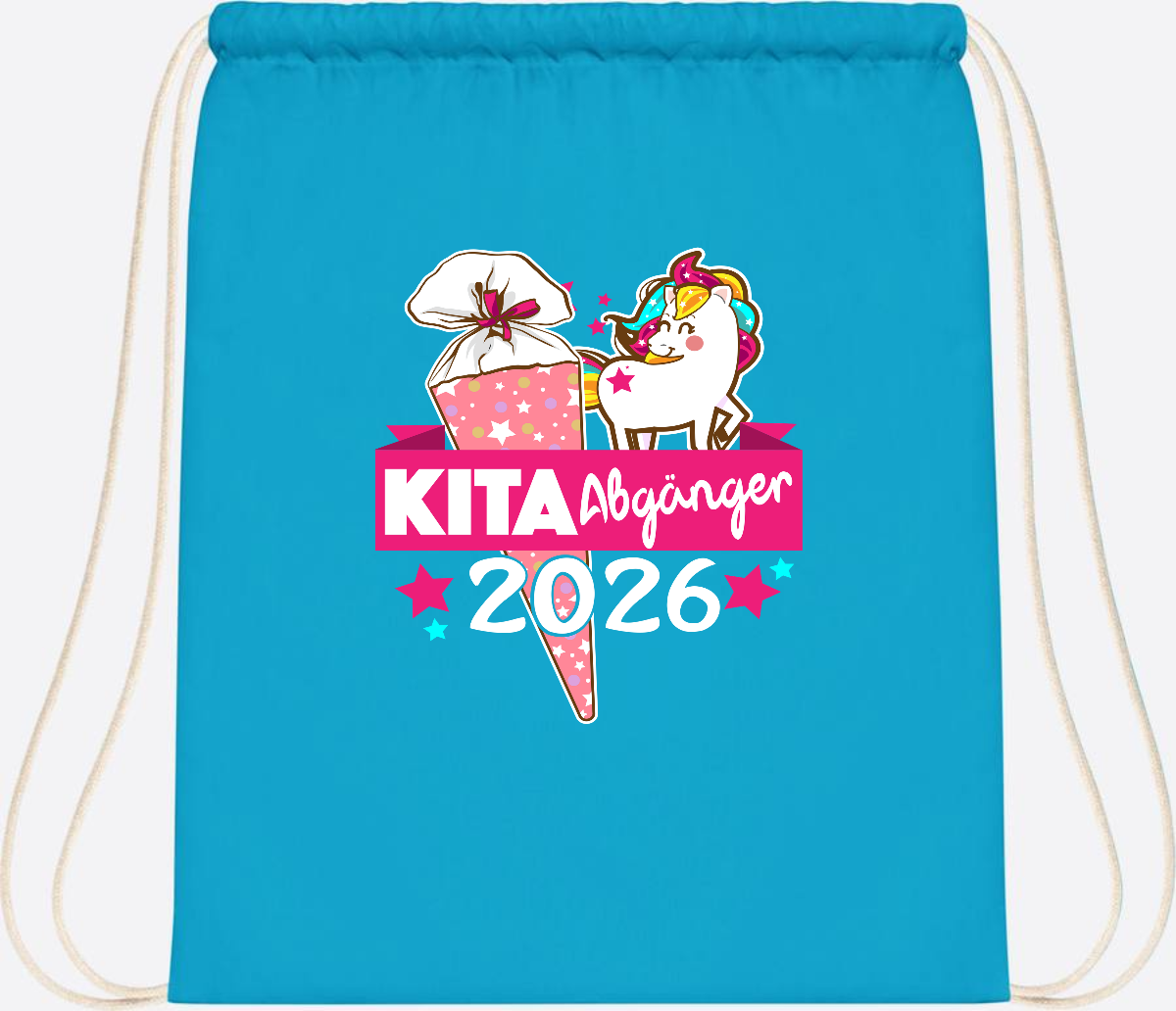 Turnbeutel Kita Abgänger 2026 – Personalisiert mit Name - Surf Blue