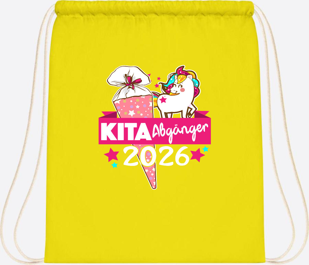 Turnbeutel Kita Abgänger 2026 – Personalisiert mit Name - Yellow