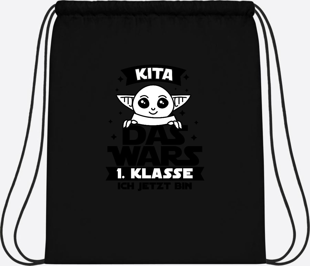 Turnbeutel Kita Das Wars: 1. Klasse ich jetzt bin – Personalisiert - Black/Black