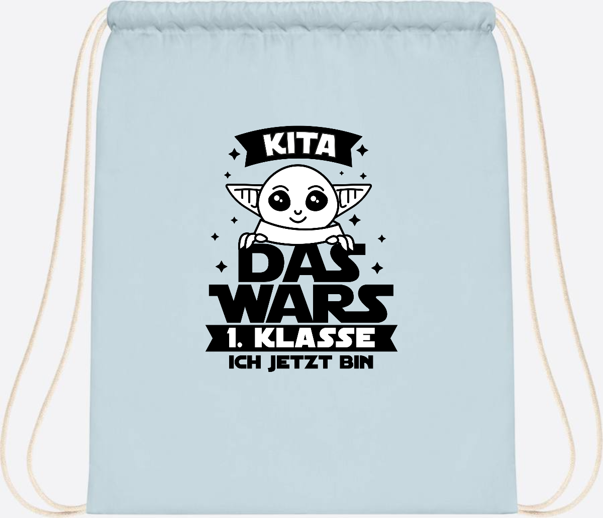 Turnbeutel Kita Das Wars: 1. Klasse ich jetzt bin – Personalisiert - Pastel Blue/White