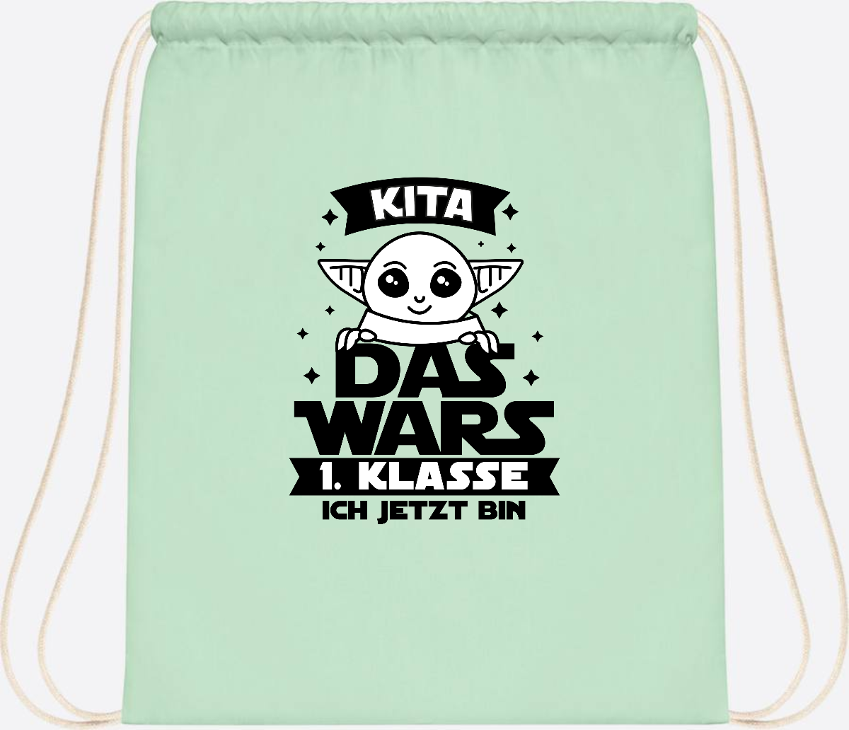 Turnbeutel Kita Das Wars: 1. Klasse ich jetzt bin – Personalisiert - Pastel Mint/White