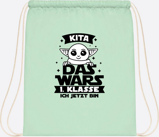 Turnbeutel Kita Das Wars: 1. Klasse ich jetzt bin – Personalisiert - Pastel Mint/White