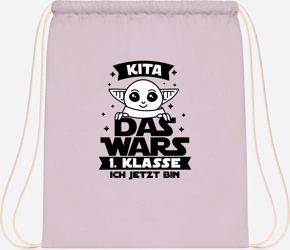 Turnbeutel Kita Das Wars: 1. Klasse ich jetzt bin – Personalisiert - Pastel Pink/White
