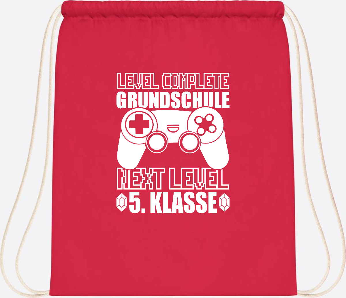 Turnbeutel Level complete 5. Klasse - mit Namen personalisiert - Bright Red