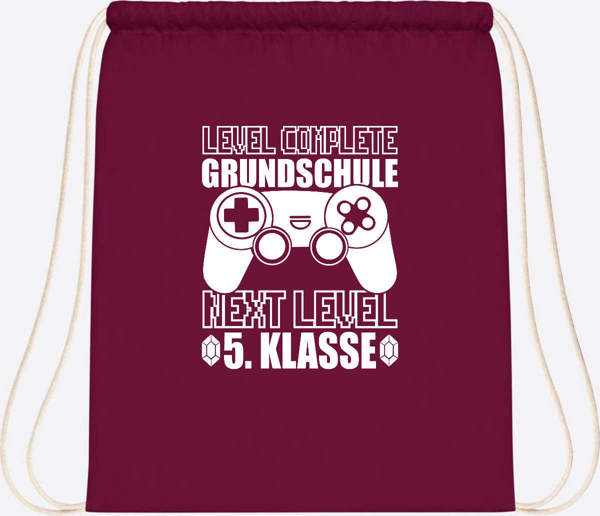 Turnbeutel Level complete 5. Klasse - mit Namen personalisiert - Burgundy