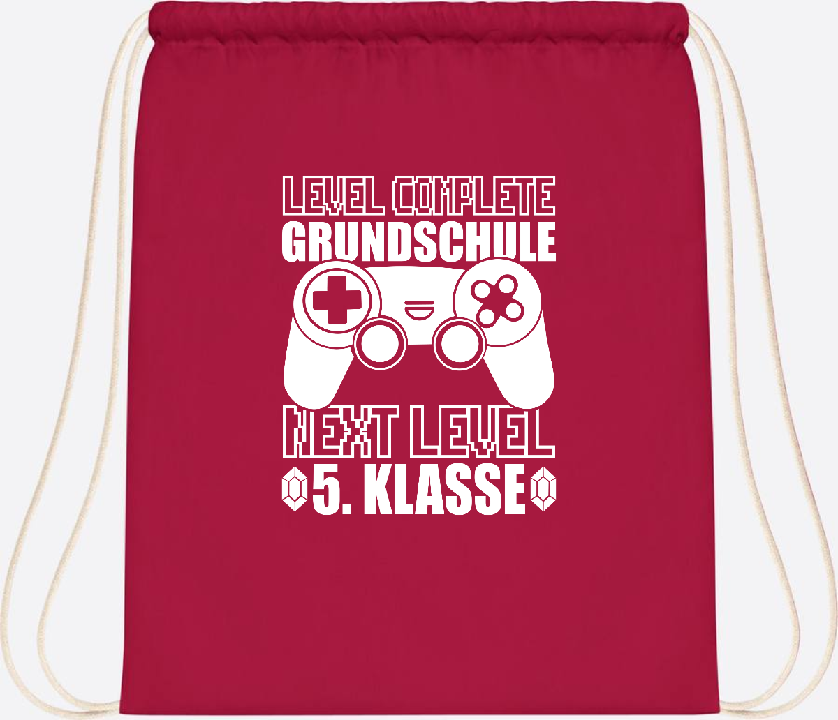 Turnbeutel Level complete 5. Klasse - mit Namen personalisiert - Classic Red