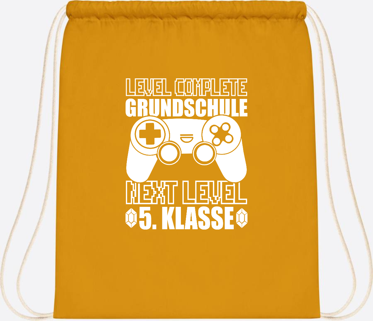 Turnbeutel Level complete 5. Klasse - mit Namen personalisiert - Mustard
