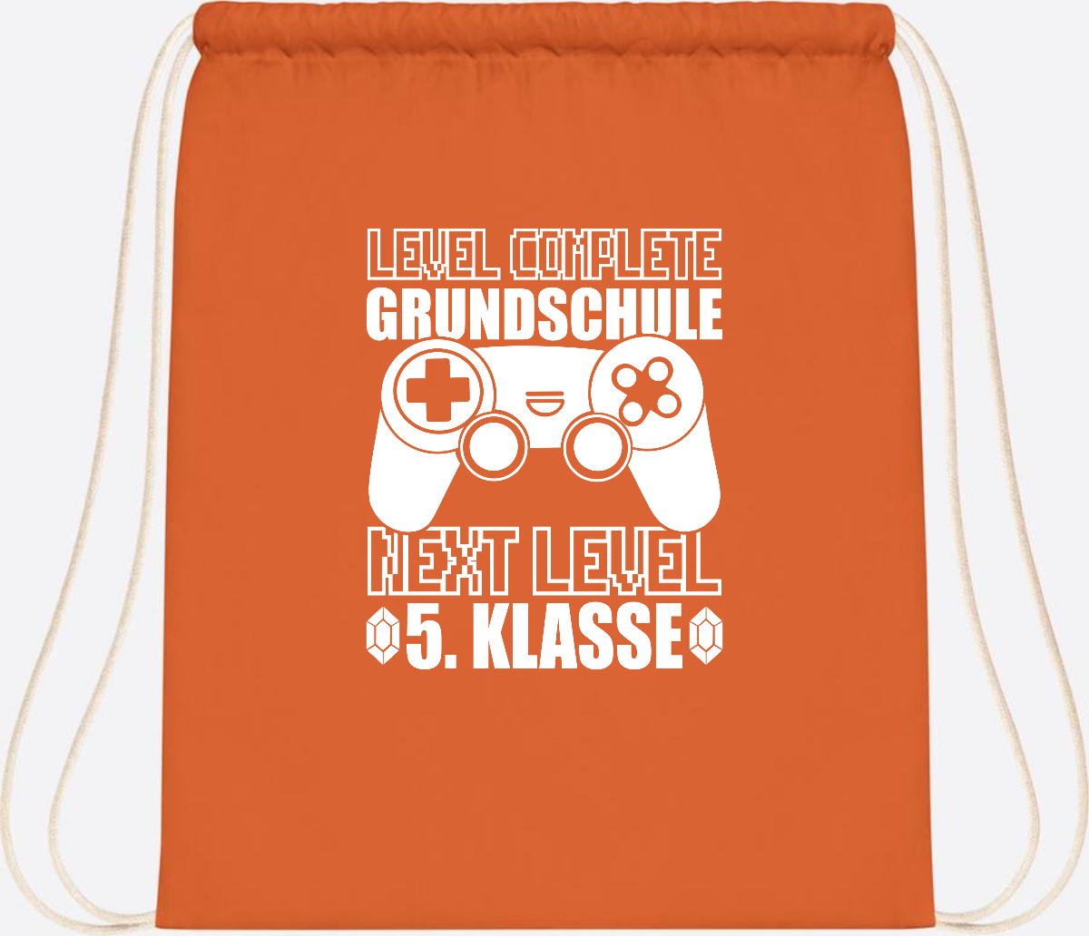 Turnbeutel Level complete 5. Klasse - mit Namen personalisiert - Orange