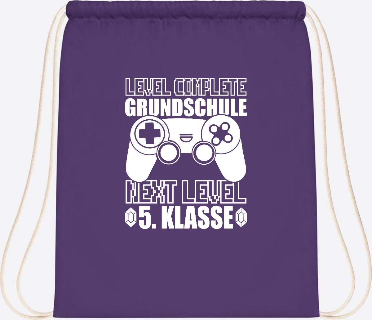 Turnbeutel Level complete 5. Klasse - mit Namen personalisiert - Purple
