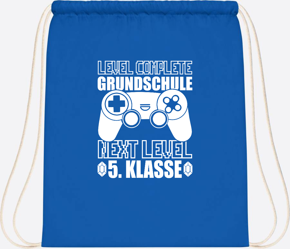 Turnbeutel Level complete 5. Klasse - mit Namen personalisiert - Sapphire Blue