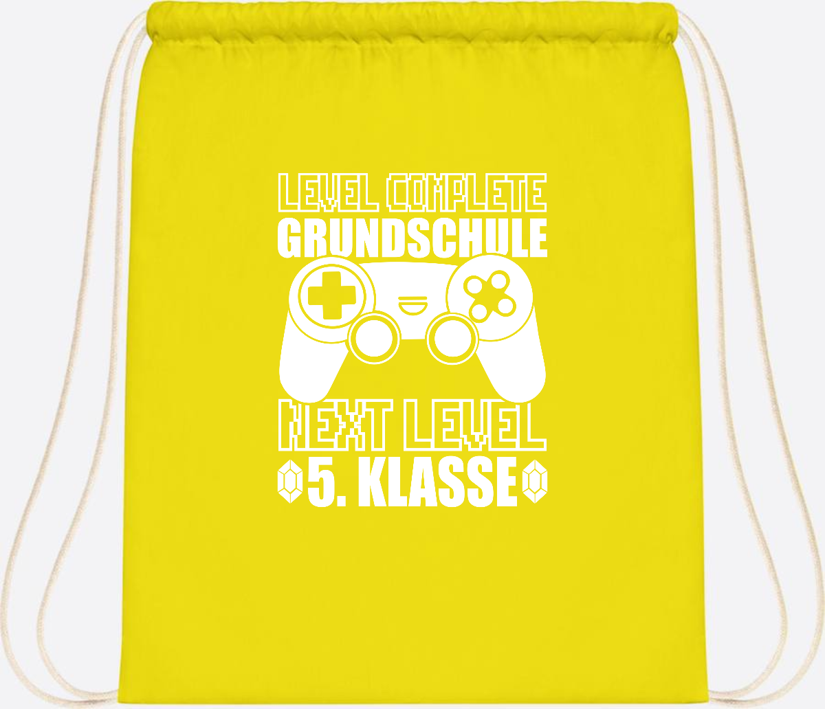 Turnbeutel Level complete 5. Klasse - mit Namen personalisiert - Yellow