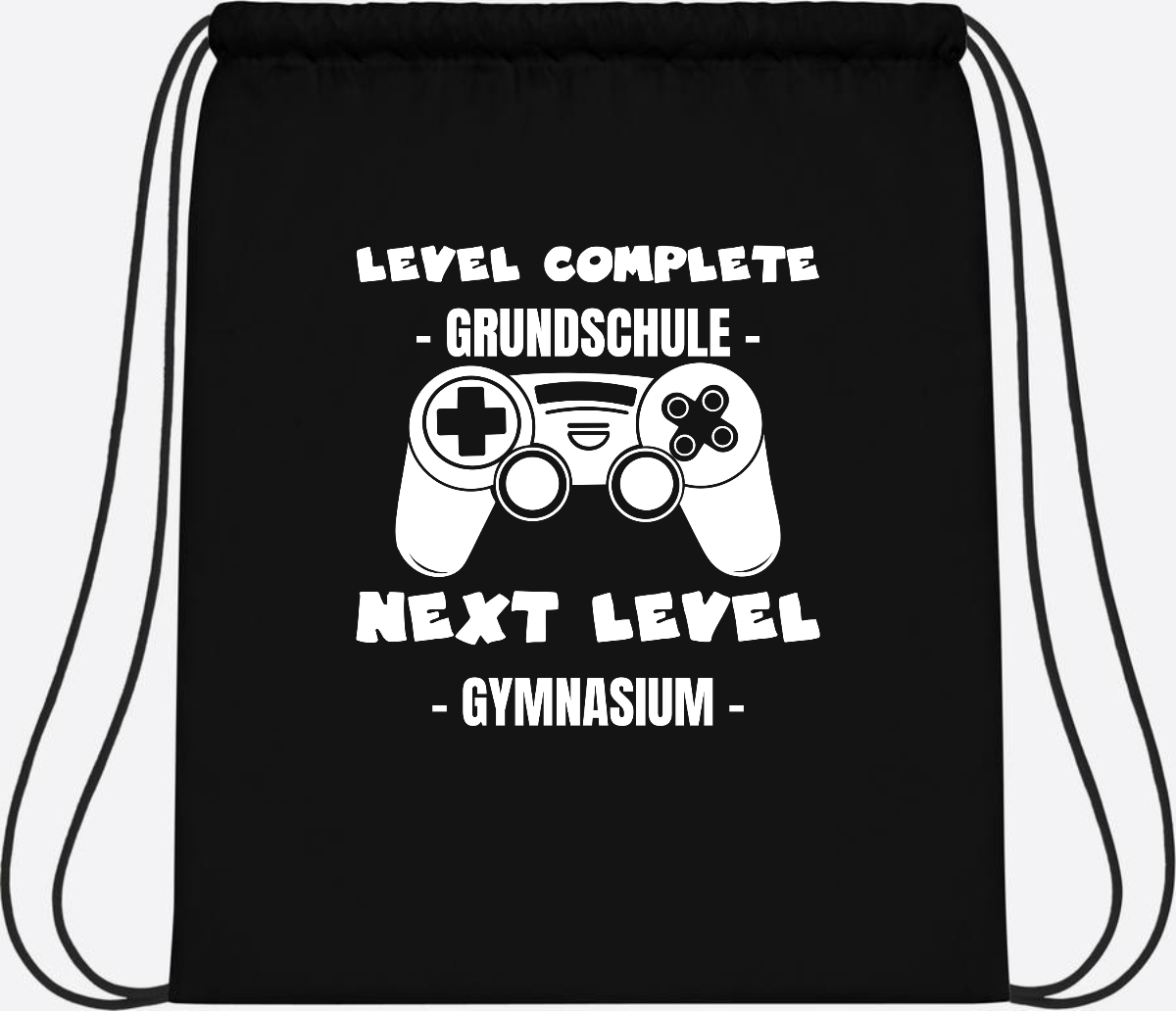 Turnbeutel Level Complete Gymnasium – Personalisiert mit Name - Black/Black