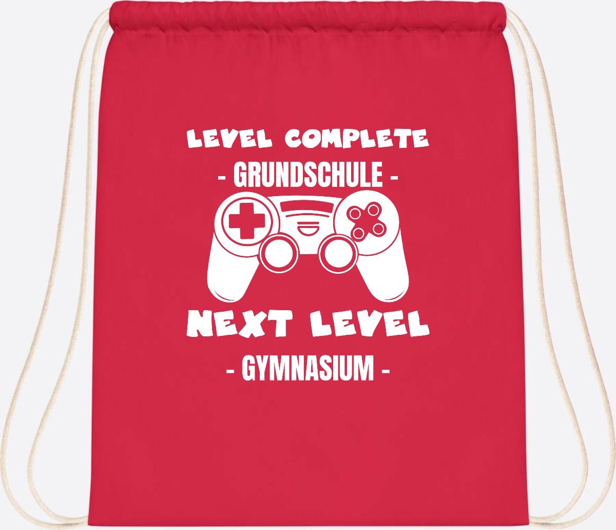 Turnbeutel Level Complete Gymnasium – Personalisiert mit Name - Bright Red
