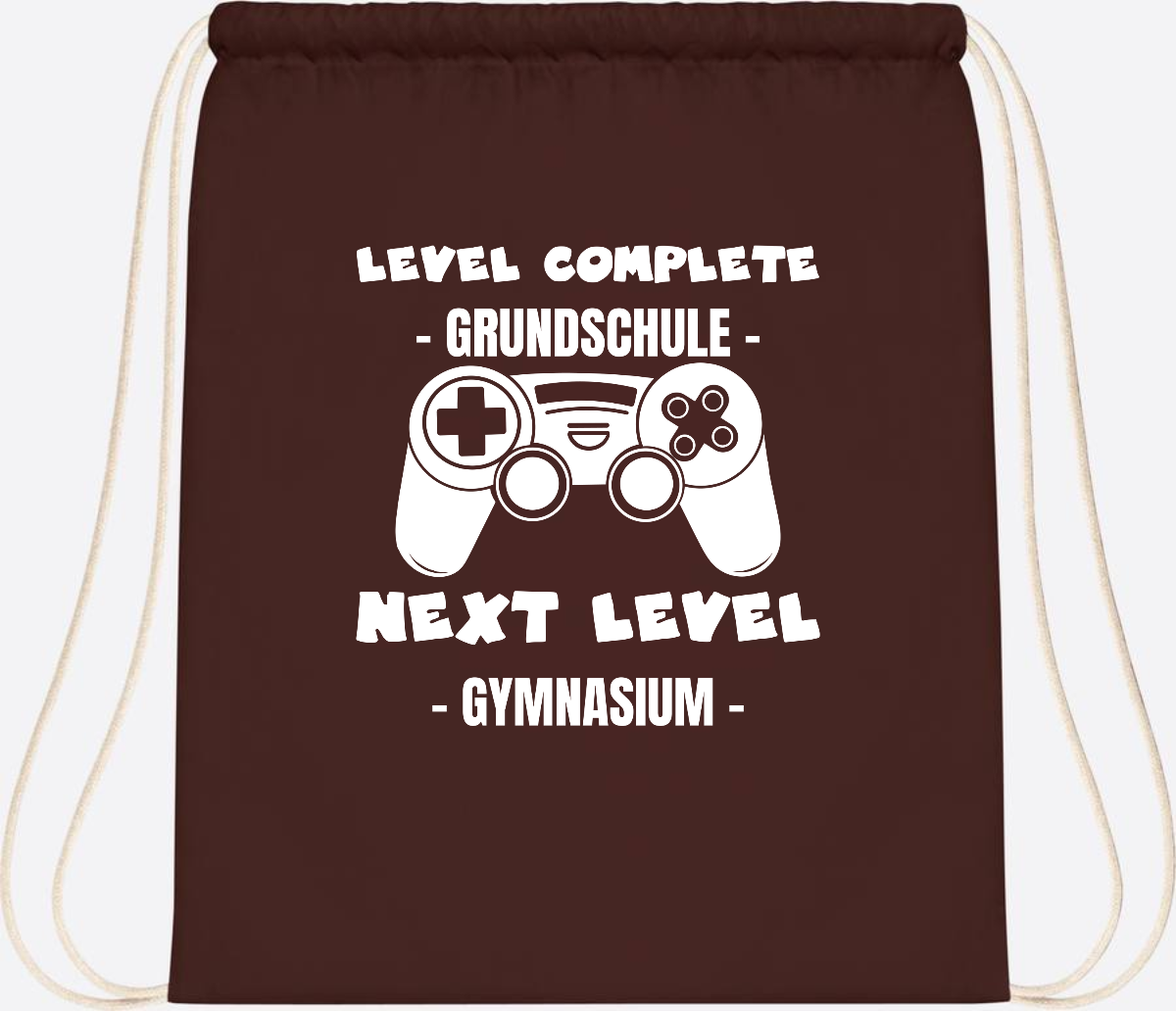 Turnbeutel Level Complete Gymnasium – Personalisiert mit Name - Chocolate