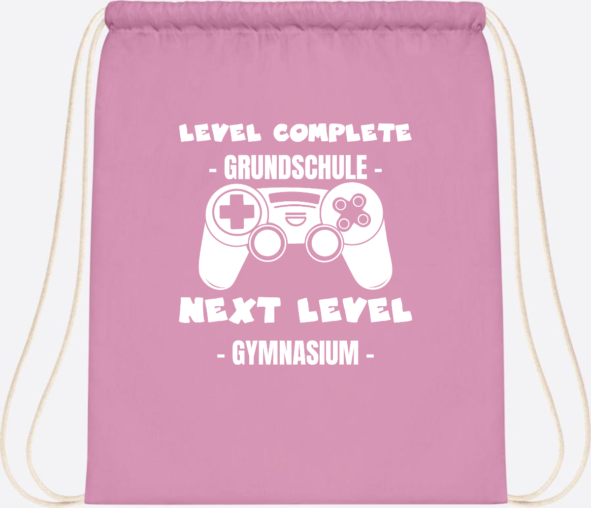 Turnbeutel Level Complete Gymnasium – Personalisiert mit Name - Classic Pink/White