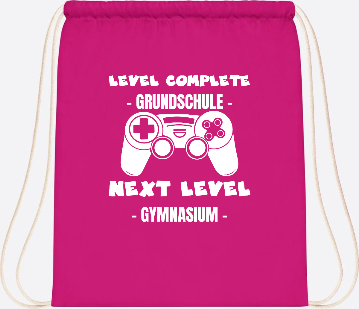 Turnbeutel Level Complete Gymnasium – Personalisiert mit Name - Fuchsia
