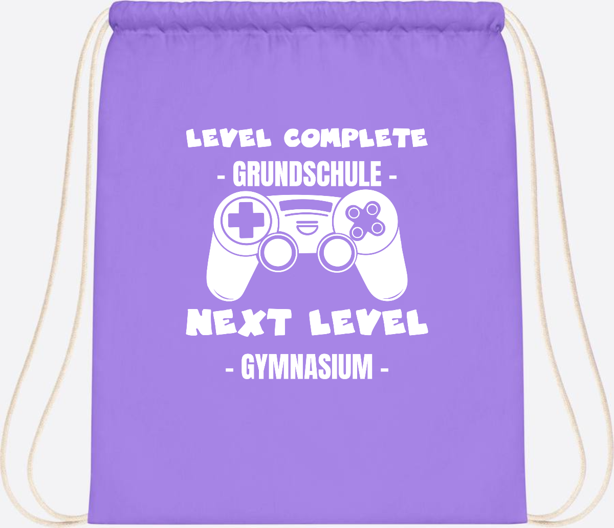 Turnbeutel Level Complete Gymnasium – Personalisiert mit Name - Lavender/White