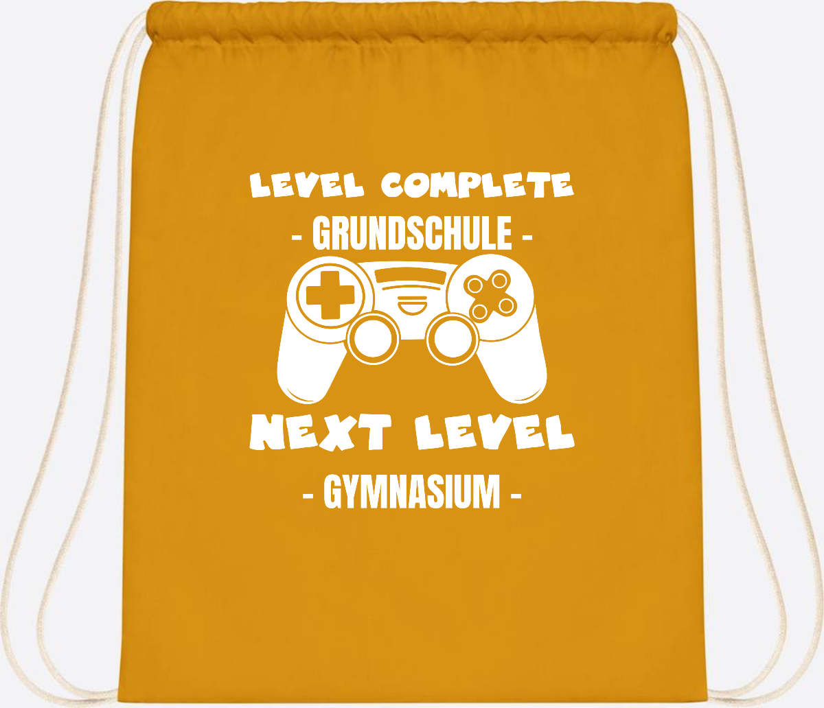 Turnbeutel Level Complete Gymnasium – Personalisiert mit Name - Mustard