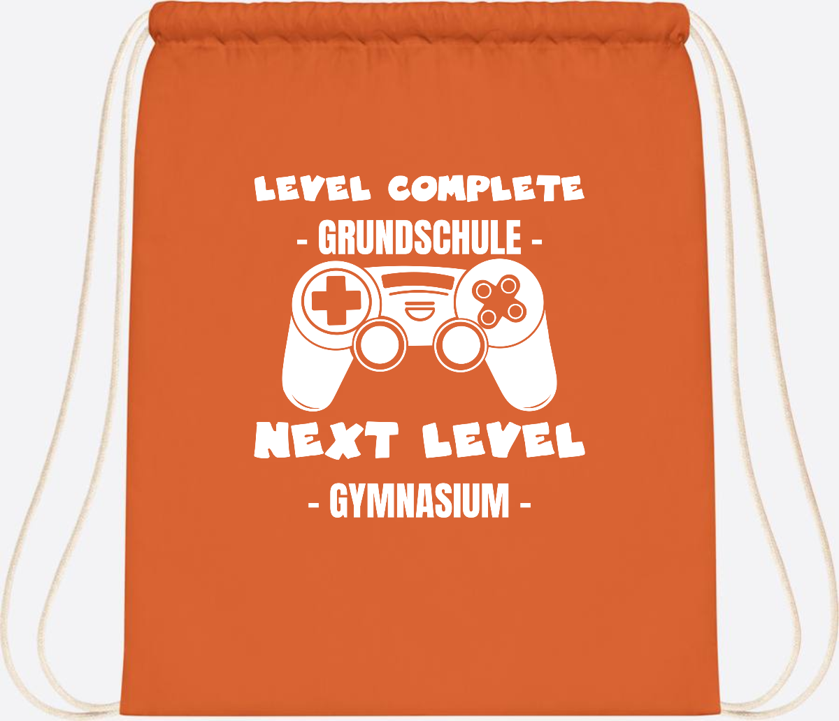 Turnbeutel Level Complete Gymnasium – Personalisiert mit Name - Orange