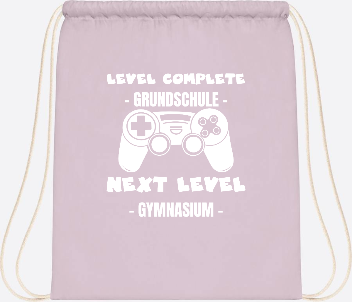Turnbeutel Level Complete Gymnasium – Personalisiert mit Name - Pastel Pink/White