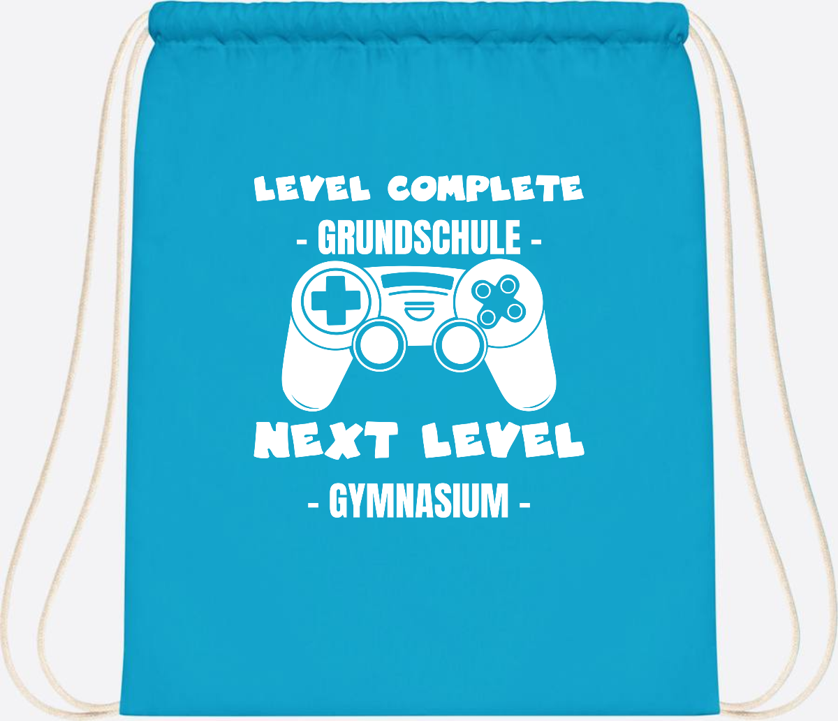 Turnbeutel Level Complete Gymnasium – Personalisiert mit Name - Surf Blue