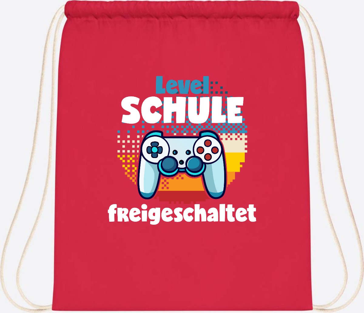 Turnbeutel Level Schule freigeschaltet – Geschenk Einschulung - Bright Red