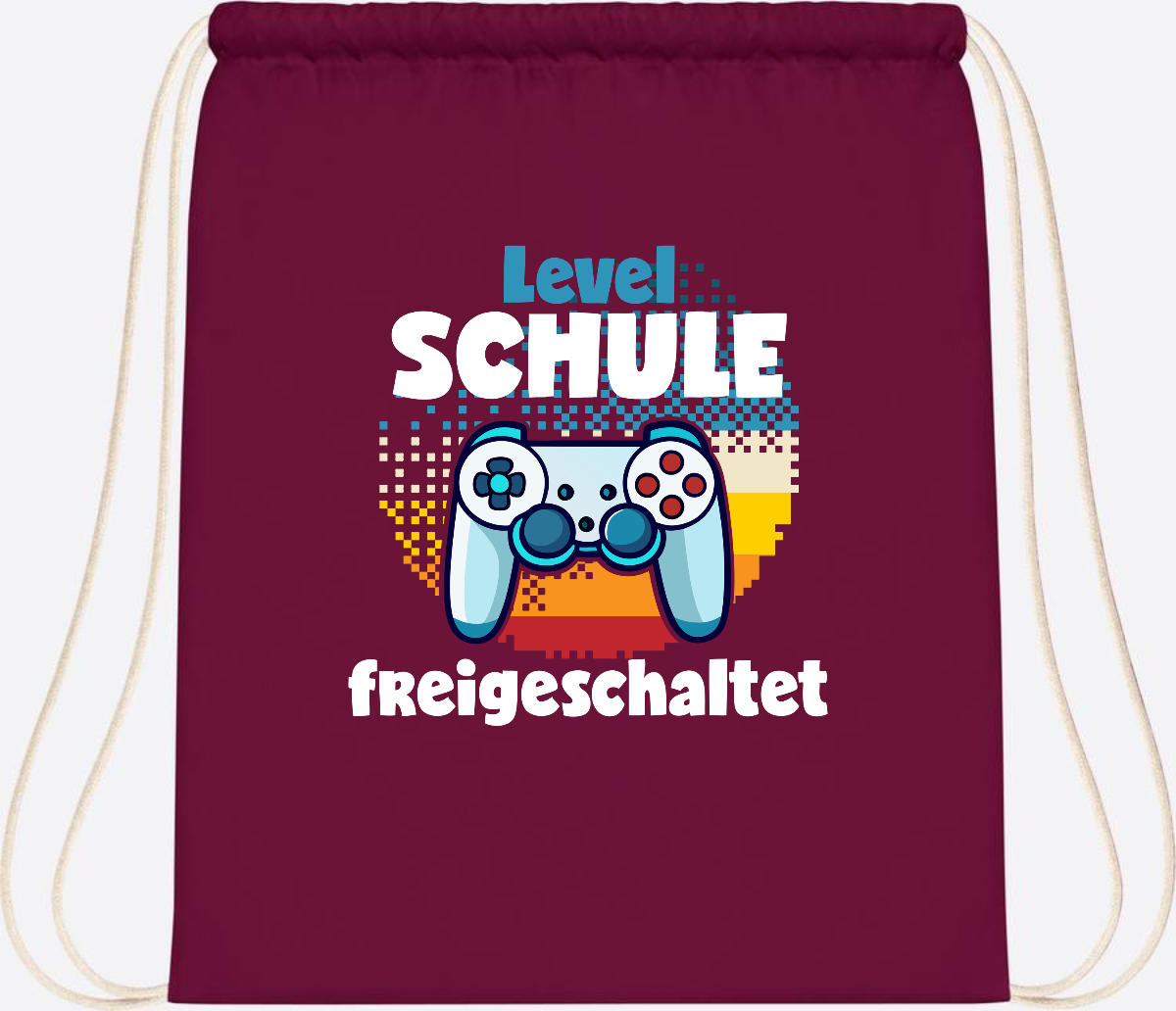 Turnbeutel Level Schule freigeschaltet – Geschenk Einschulung - Burgundy