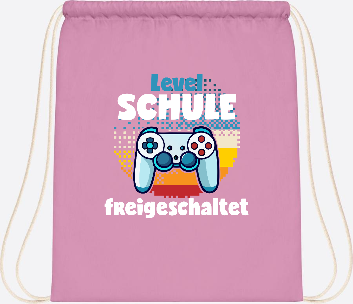 Turnbeutel Level Schule freigeschaltet – Geschenk Einschulung - Classic Pink/White