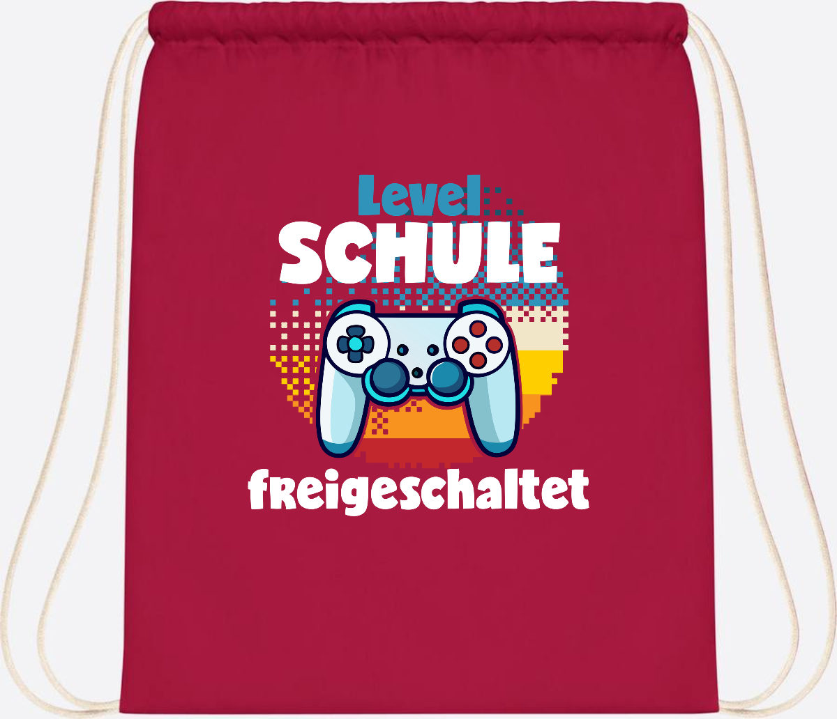 Turnbeutel Level Schule freigeschaltet – Geschenk Einschulung - Classic Red