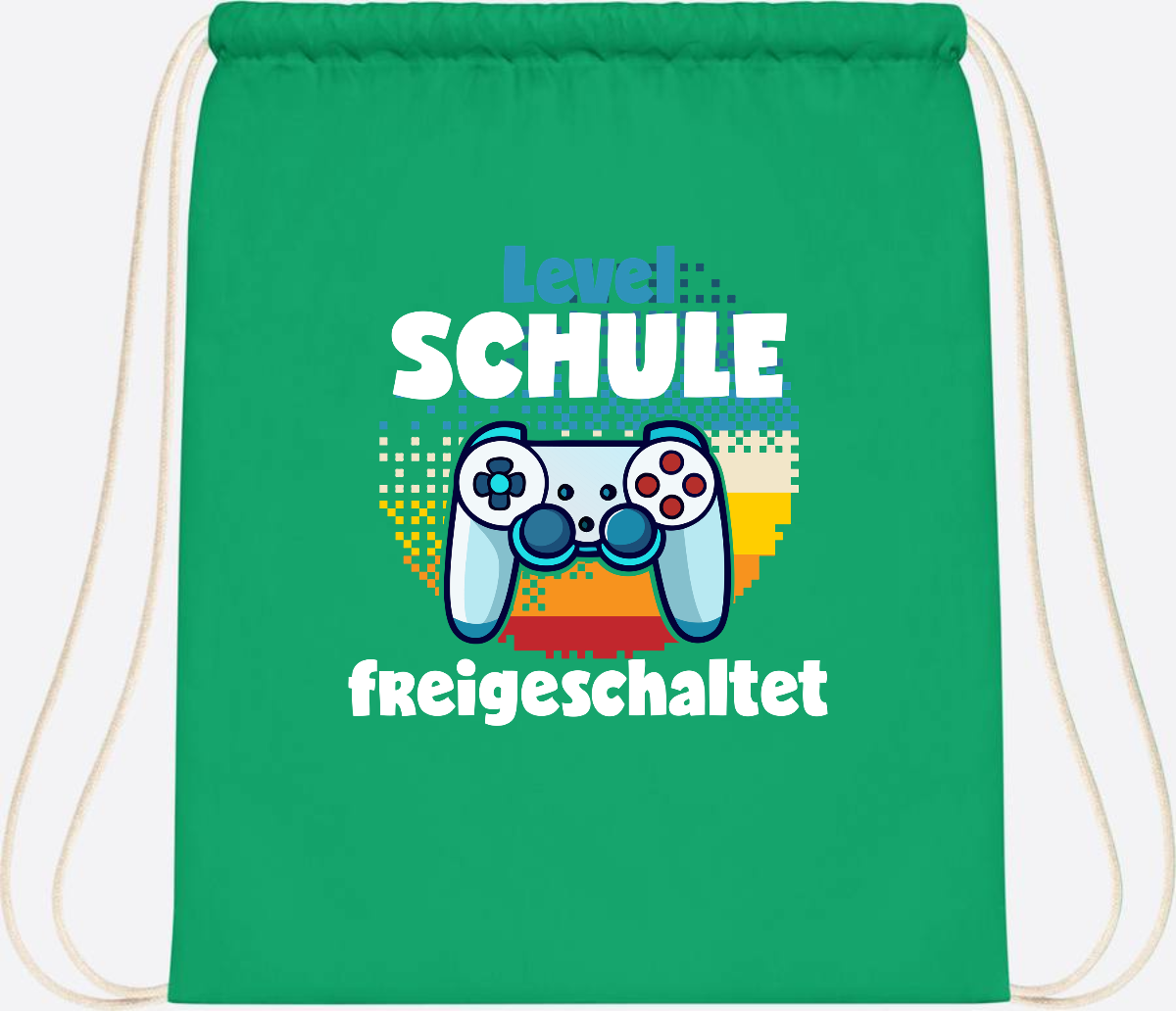 Turnbeutel Level Schule freigeschaltet – Geschenk Einschulung - Kelly Green