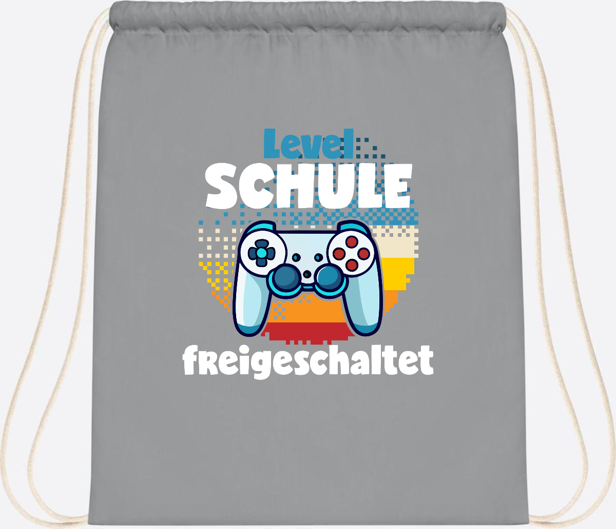 Turnbeutel Level Schule freigeschaltet – Geschenk Einschulung - Light Grey