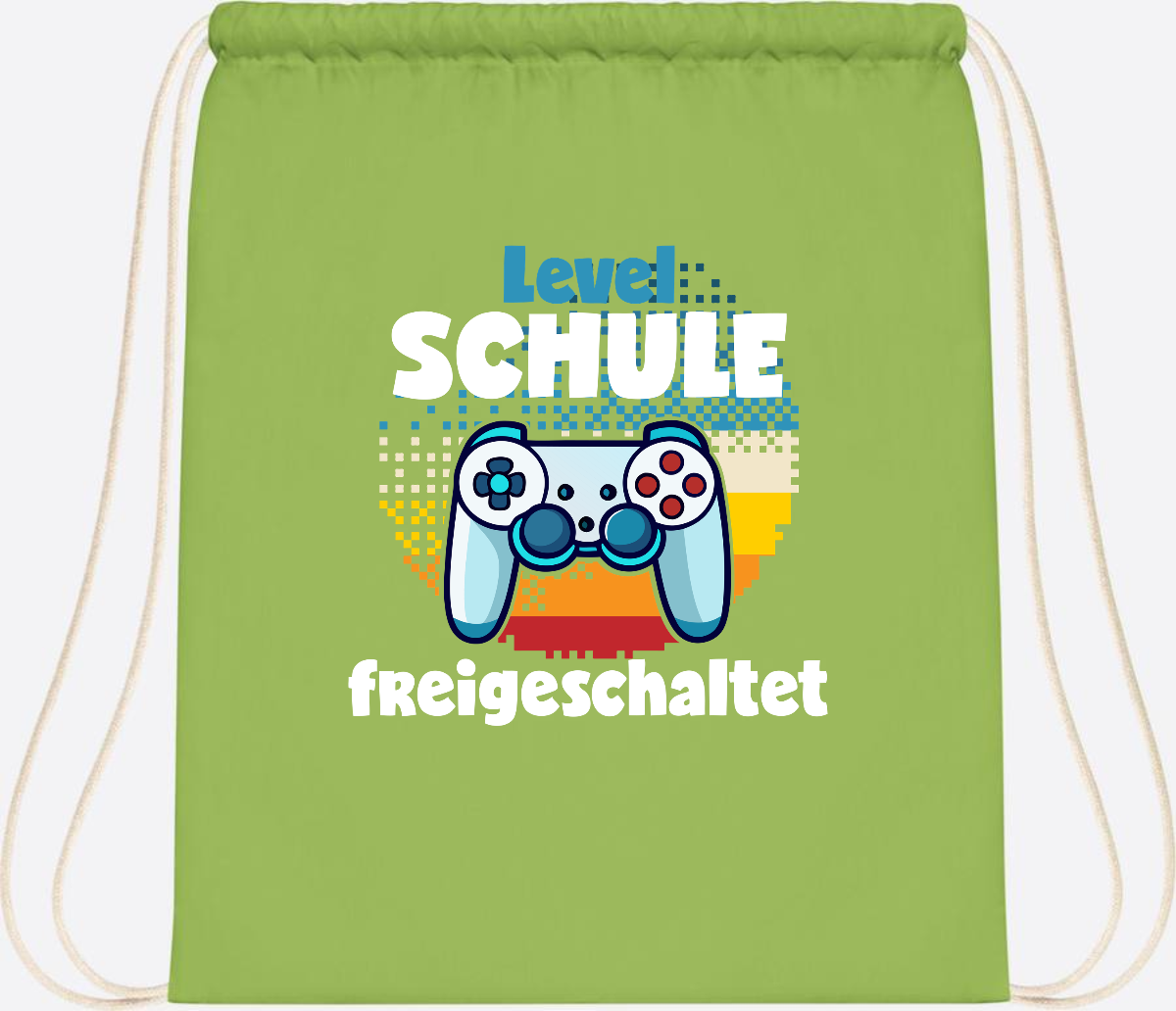 Turnbeutel Level Schule freigeschaltet – Geschenk Einschulung - Lime Green