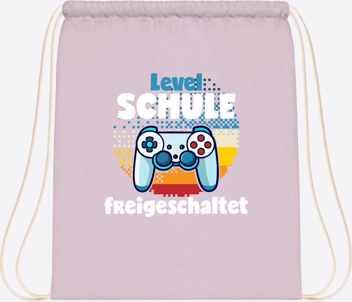 Turnbeutel Level Schule freigeschaltet – Geschenk Einschulung - Pastel Pink/White