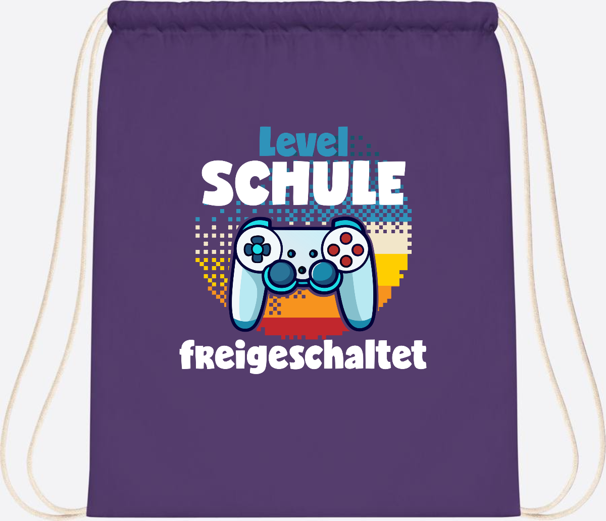 Turnbeutel Level Schule freigeschaltet – Geschenk Einschulung - Purple