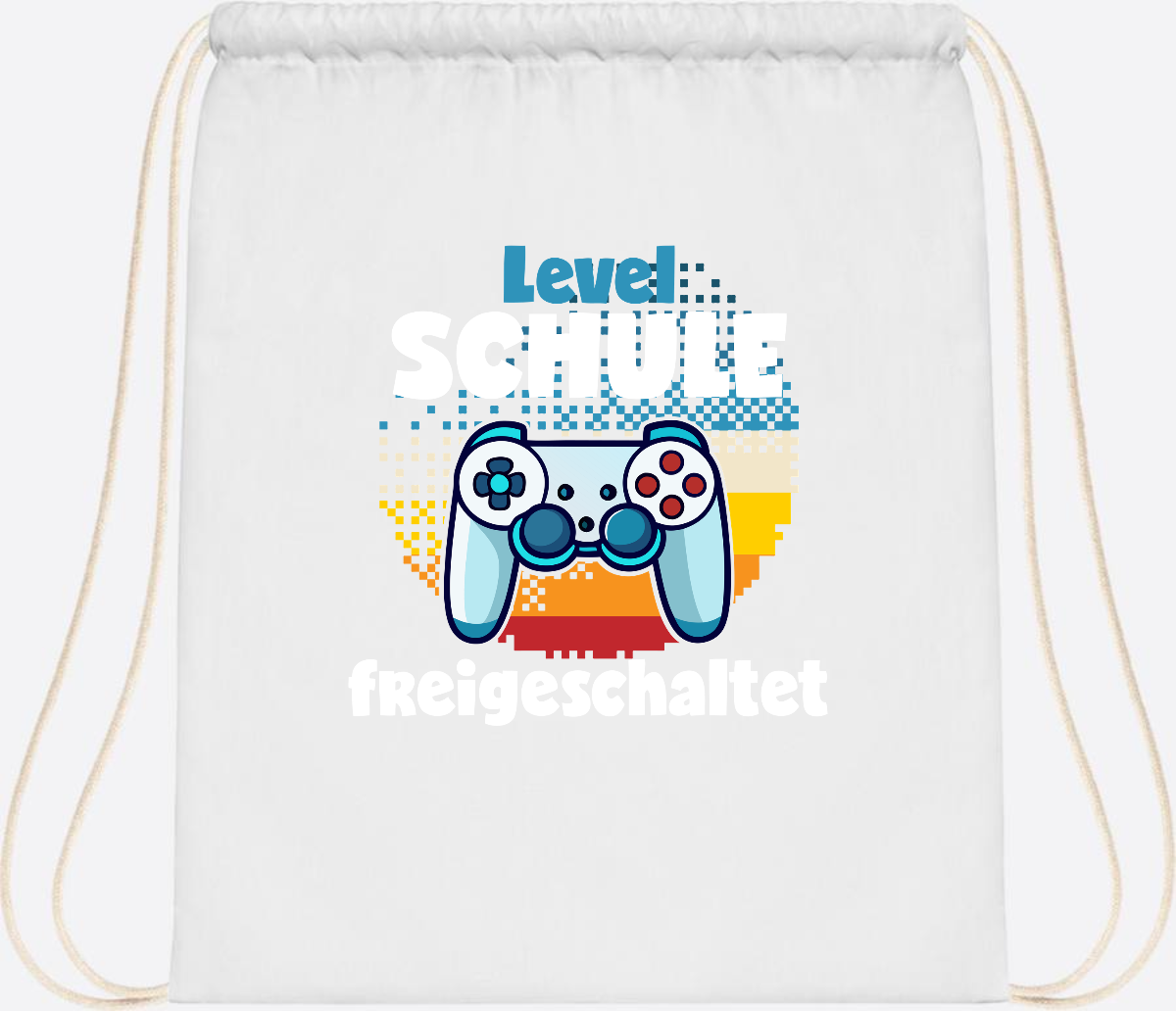 Turnbeutel Level Schule freigeschaltet – Geschenk Einschulung - White