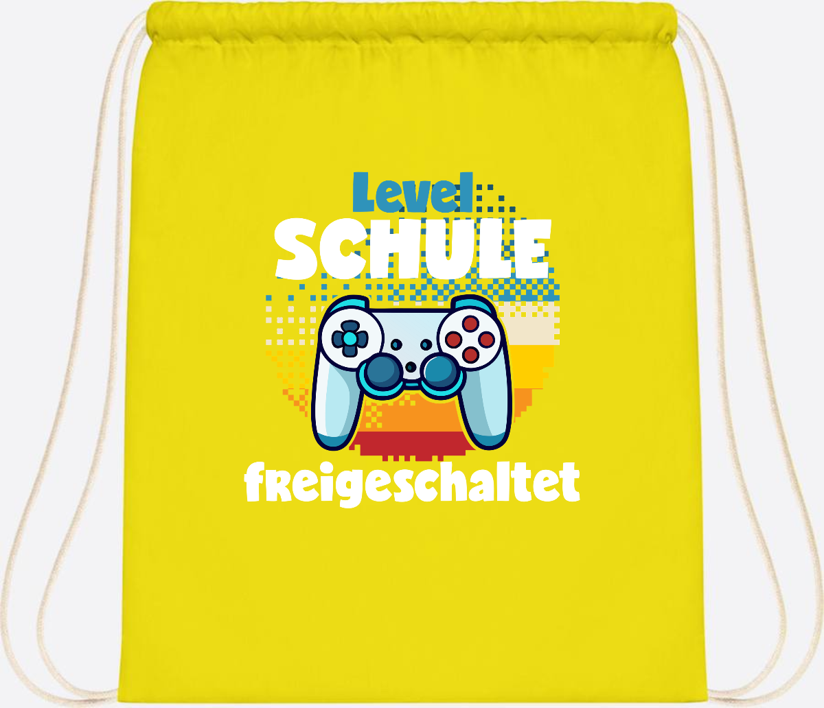 Turnbeutel Level Schule freigeschaltet – Geschenk Einschulung - Yellow