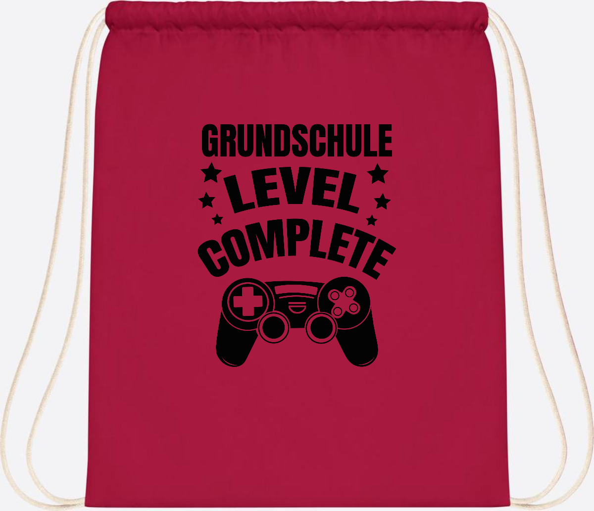 Turnbeutel mit Namen - Grundschule Level Complete Schwarz - Classic Red