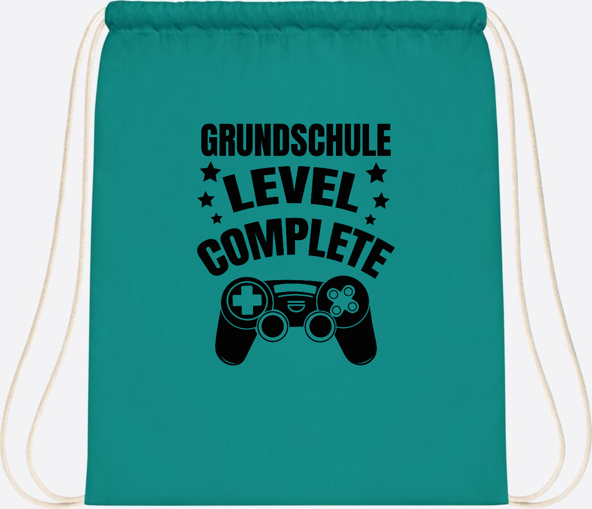 Turnbeutel mit Namen - Grundschule Level Complete Schwarz - Emerald