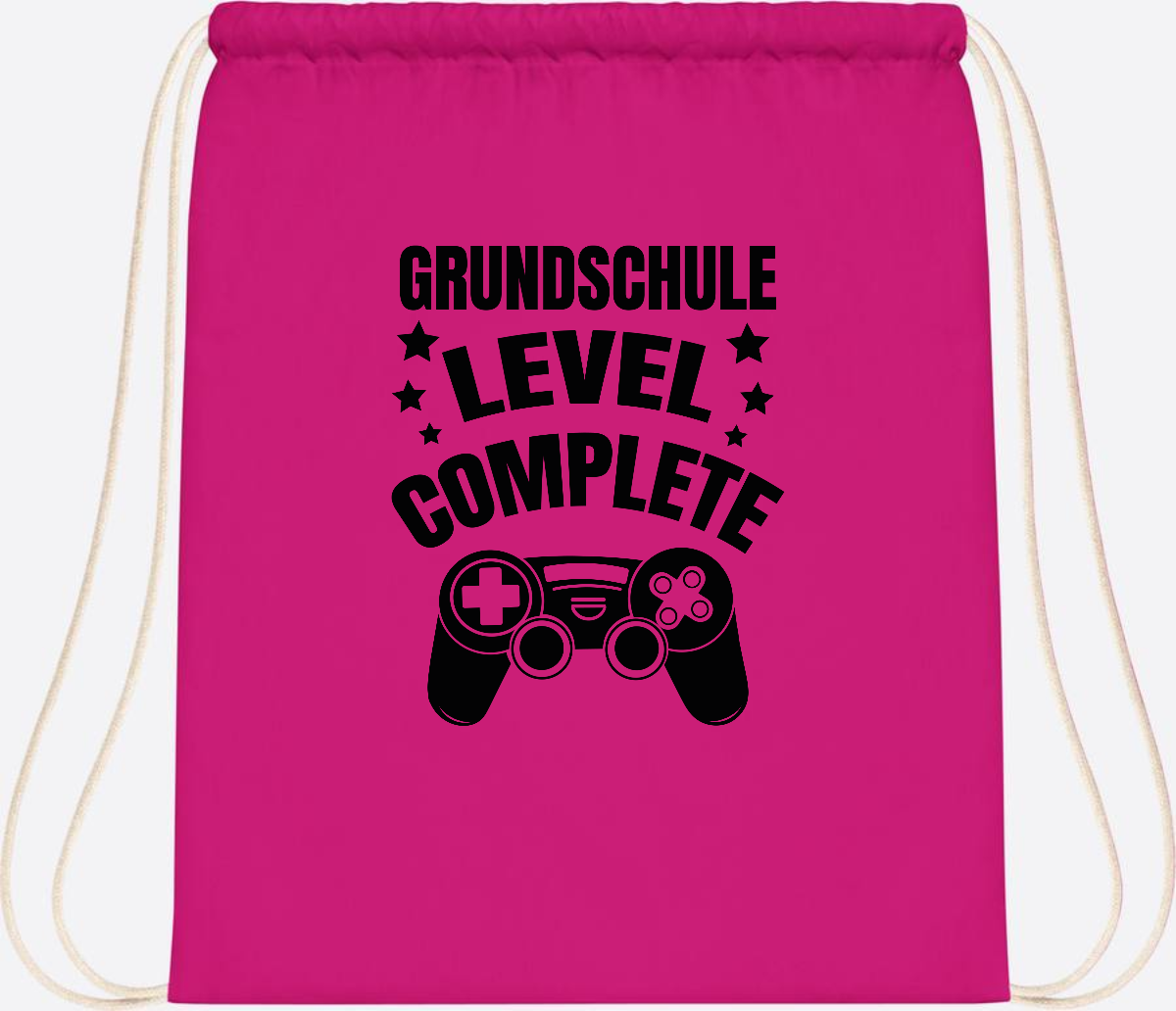 Turnbeutel mit Namen - Grundschule Level Complete Schwarz - Fuchsia