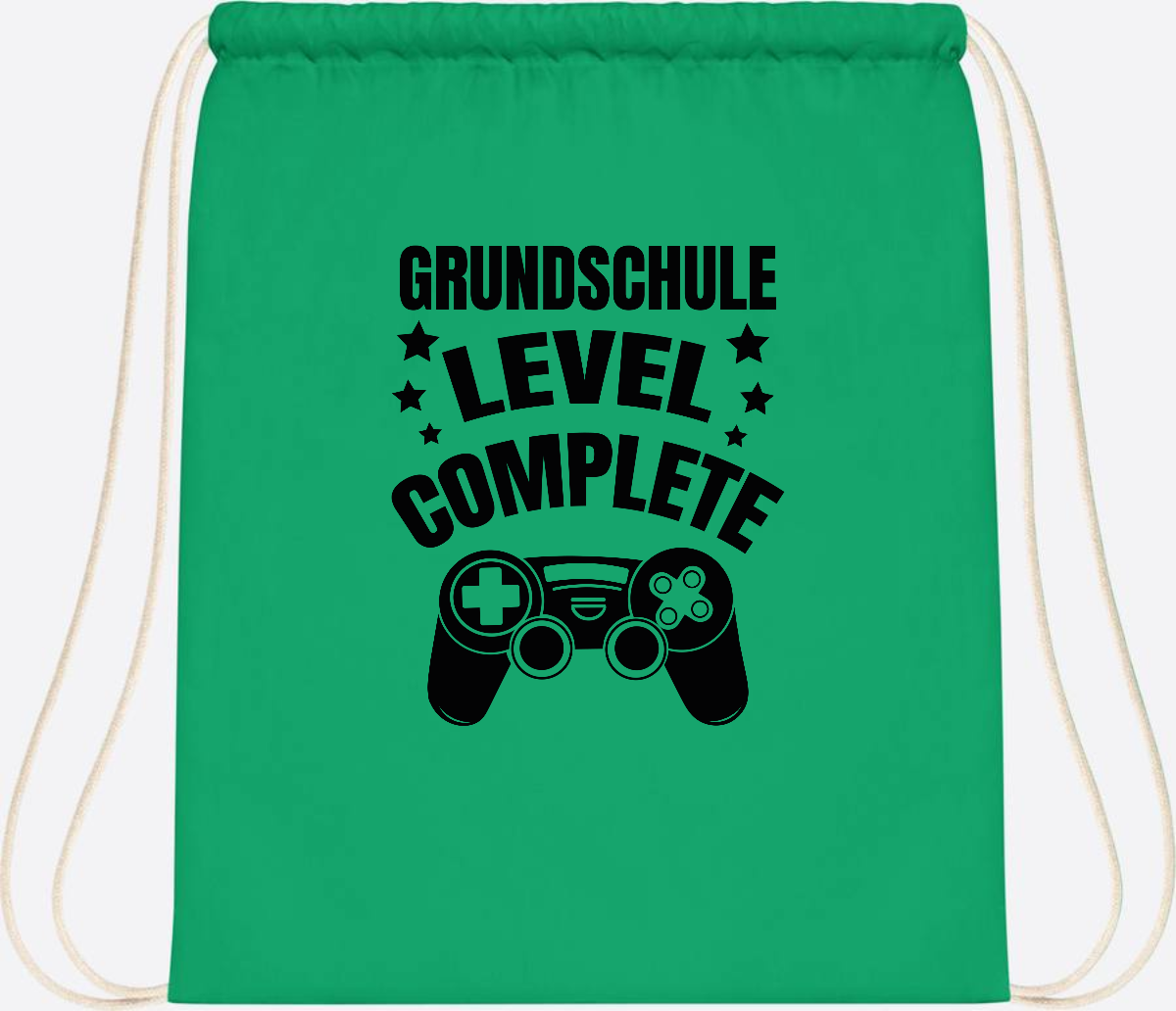 Turnbeutel mit Namen - Grundschule Level Complete Schwarz - Kelly Green